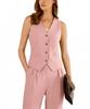 Office Clothes V-neck Button Vest Trousers Solid Color Two-piece Sleeveless Suit for Women In All Seasons