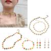 Painted Flower Choker Small Daisy Necklace Adjustable Clavicle Chain for Women Girls Handmade Bracelet Earrings Jewelry