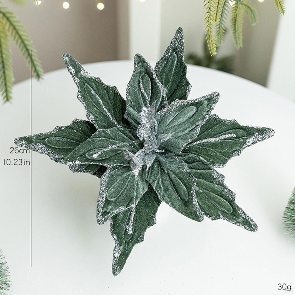 Künstliches Weihnachts-Samt-Mittelstück mit Blumen, Funkelnde Winterdekoration, Schmiedeeisen