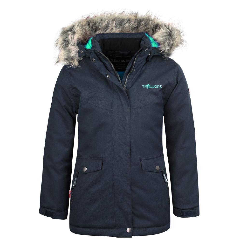 Warm Waterproof Girls' Jacket Trollkids Girls Oslo Coat XT Winter Navy Blue (180-609)