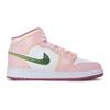 Jordan Air Jordan 1 811 Manufacturing, Peach Oolong Mid top Vintage Basketball Shoes GS Pink White Green DQ8423-616(Team80-)
