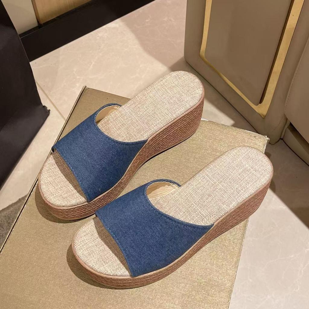 Ciabatte Zeppa Donna Estive Nuove Taglie Grandi Open Toe Suola Spessa Antiscivolo Leggere da Esterno Tacco Alto Sandali Moderni