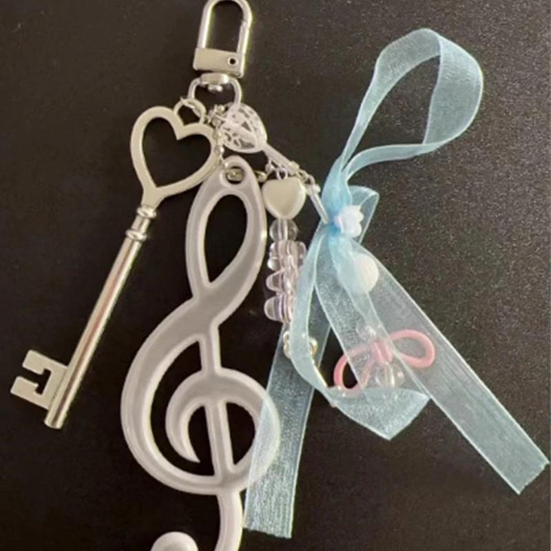 1 Piece Creative Key Ornament Bag Pendant Resin Bowknot Note Keychain For Youthful Adults And Music Enthusiasts Present