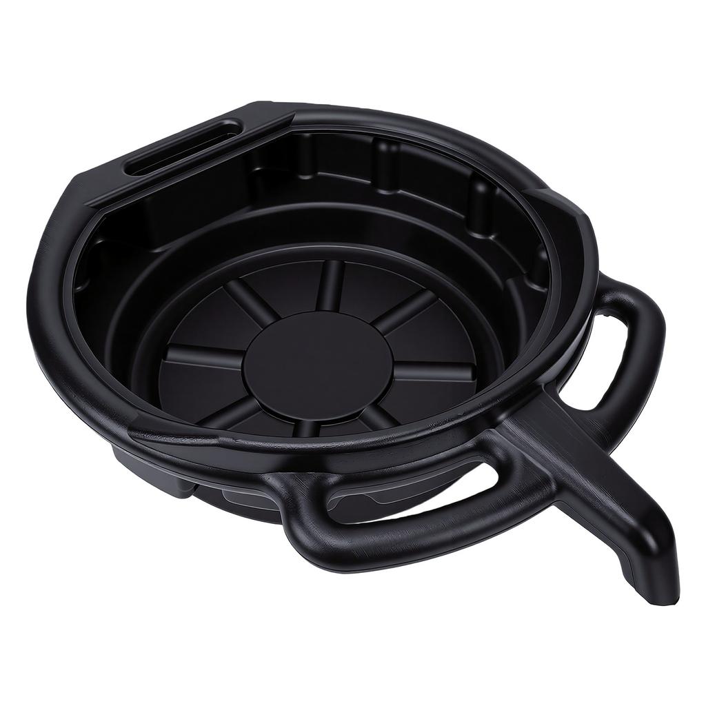 15L Oil Drain Pan with Pour Spout Black Anti Splash Oil Drip Catcher Container for Car Motorcycle Truck