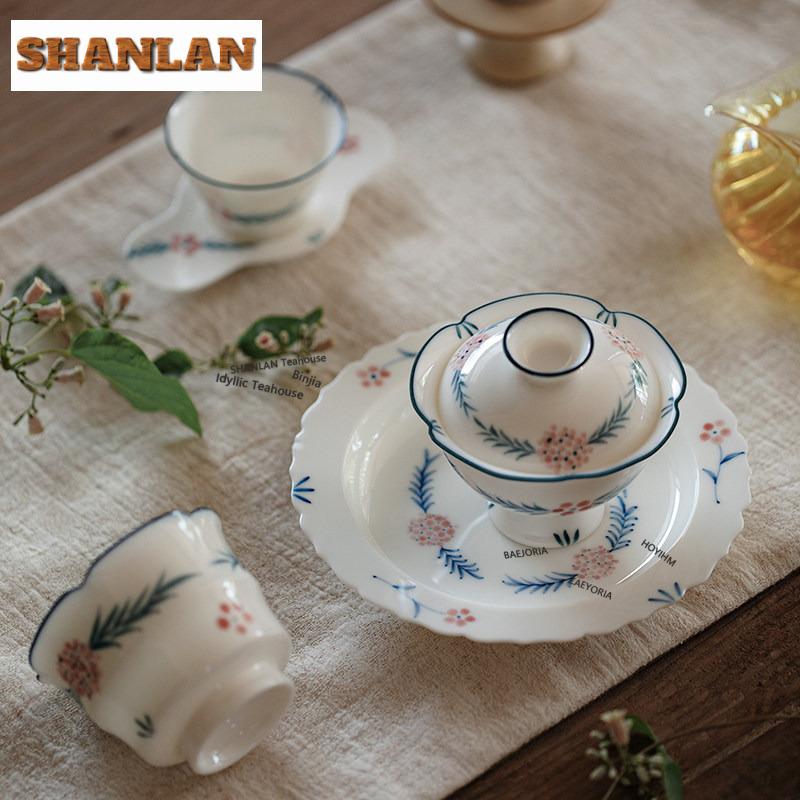 120ml Hand-painted Group Rhyme Teacup Ancient Tea Bowl Cup For Tea Tea-tasting Fragrance Cup Chazhan Master Cups Household Cha
