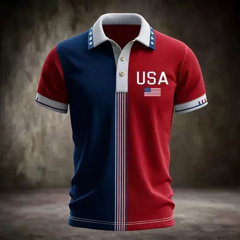 2026 Independent Station Summer Men's Casual Lapel POLO Shirt 3D Digital Printing Men's Outdoor POLO Shirt