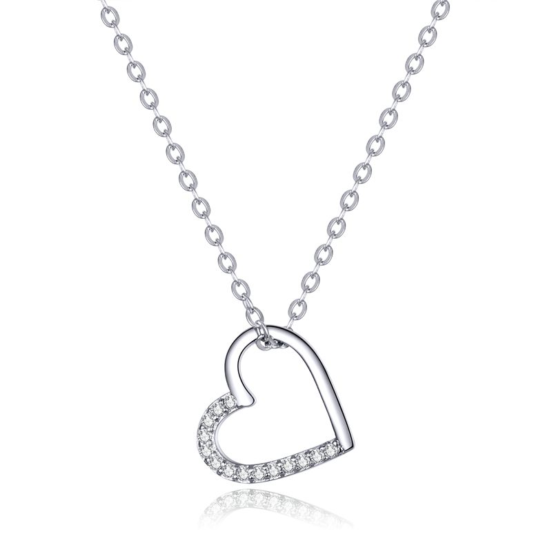 WOSTU 100% Real 925 Sterling Silver The Shape Of Love Heart Necklace Mean Love Forever For Women Making Fashion Jewelry CQN347