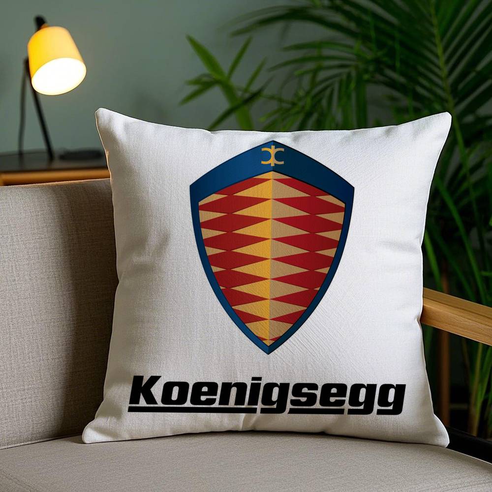 Luxury Car K-koenigsegg Logo Pillow Case Office Sofa Dorm Chair Back Short Plush Double-sided Printing Home  Cushion Cover