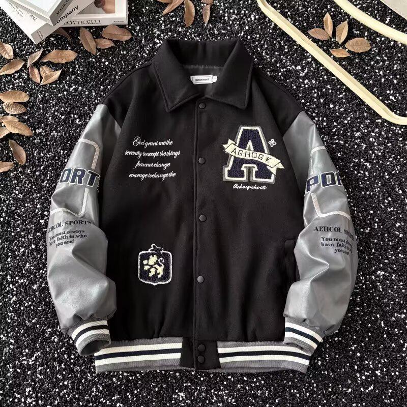 

Мужская бейсбольная куртка в корейском стиле с контрастными цветами 2024 года, идеально подходит для весны и осени XL