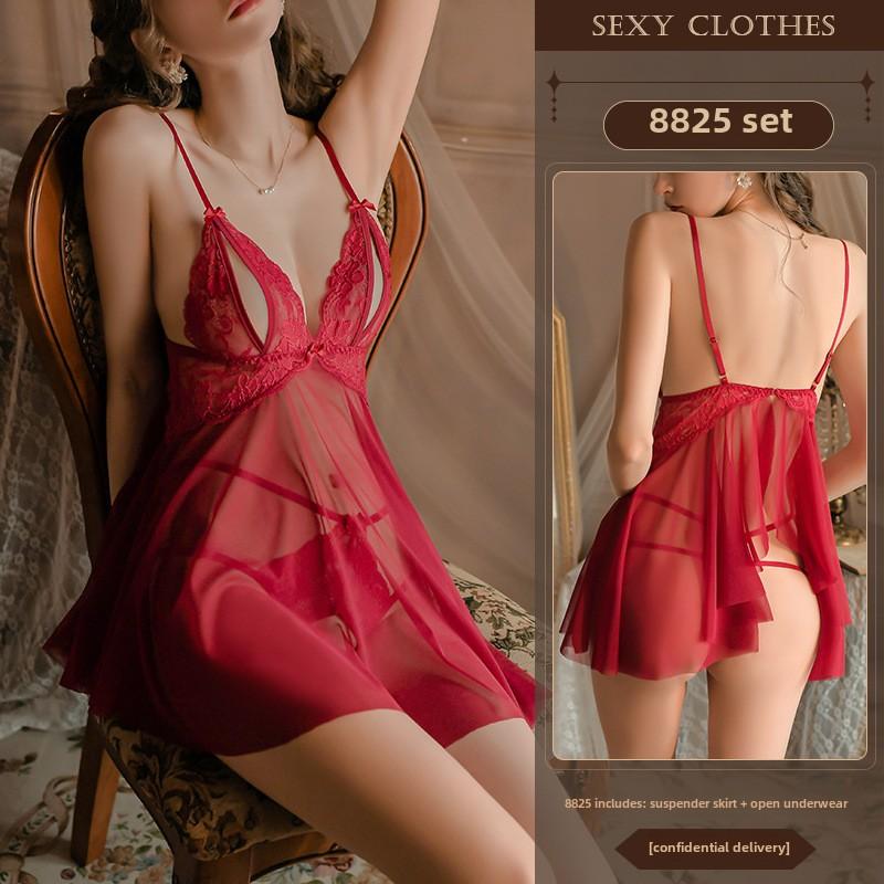 Sexy Lingerie Sexy Lace Seduction Nightdress Large Size Hot Transparent Open Pajamas No Uniform