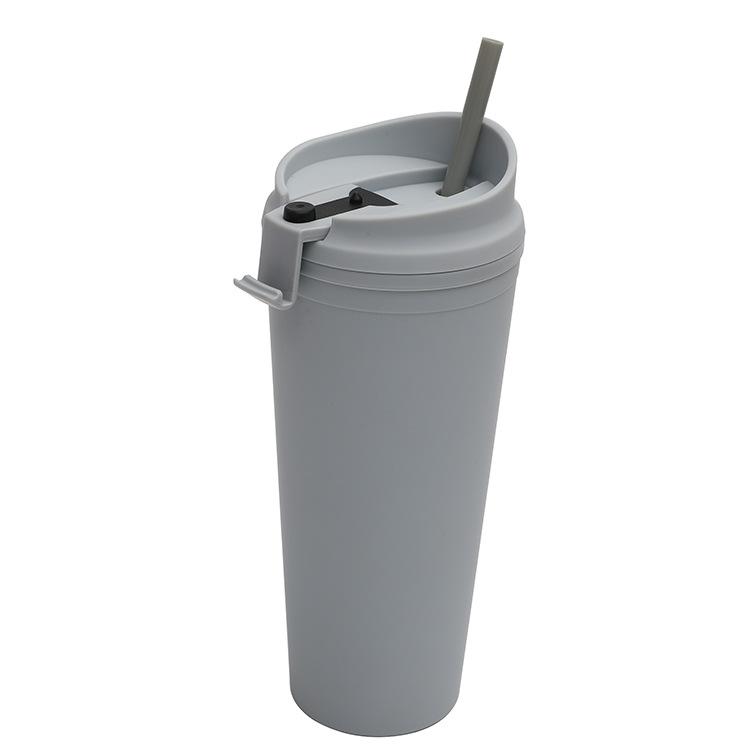 24oz Colorful Double Layer Plastic Fitness Mug Large Capacity Straw Outdoor Mug Gift Cup with Lid ,wholesale Custom