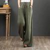 Japanese Style Linen Wide-Leg Yoga Pants - Women's Casual Cotton Blend Straight-Leg Draping Trousers