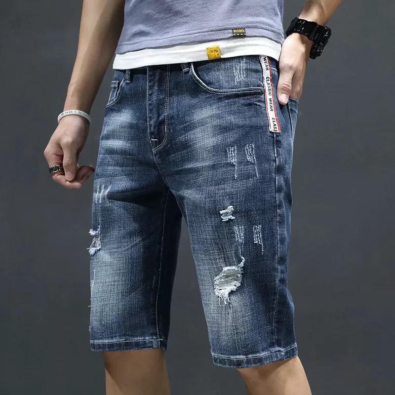 Shorts en Denim Élastique pour Homme - Doux, Amples, Coupe Droite, Style Été pour Hommes d'Âge Moyen