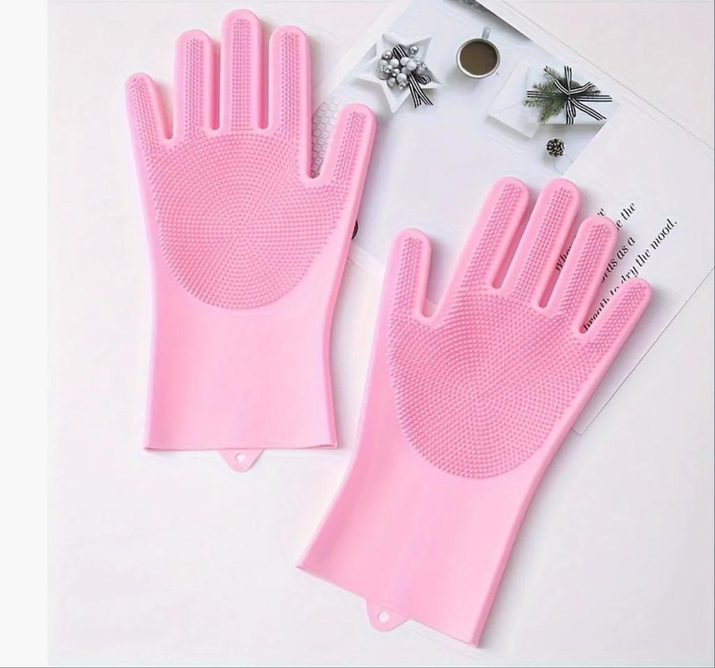 A Pair Dishwashing Gloves Kitchen Silicone Cleaning Gloves Magic Dish Washing For Household Scrubber Gloves