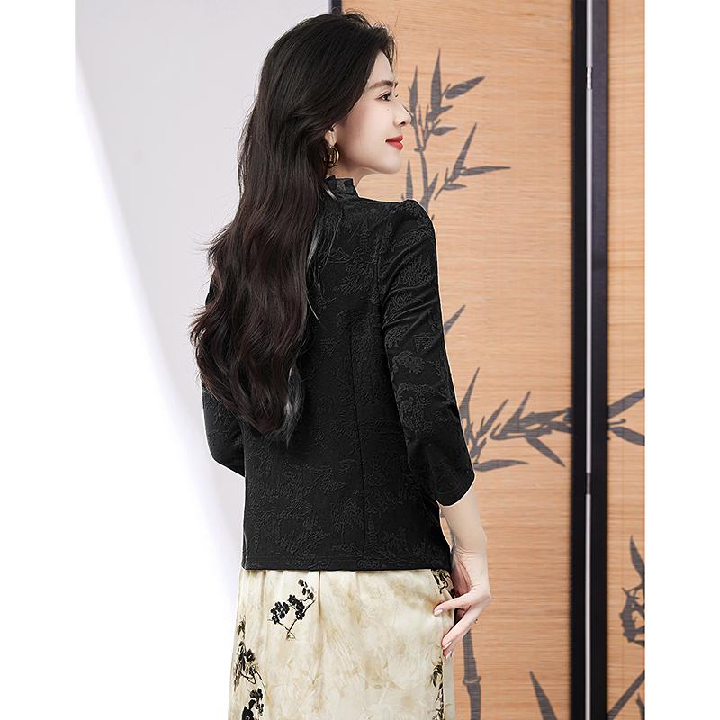Korean style fashionable Chinese style buckle jacquard shirt