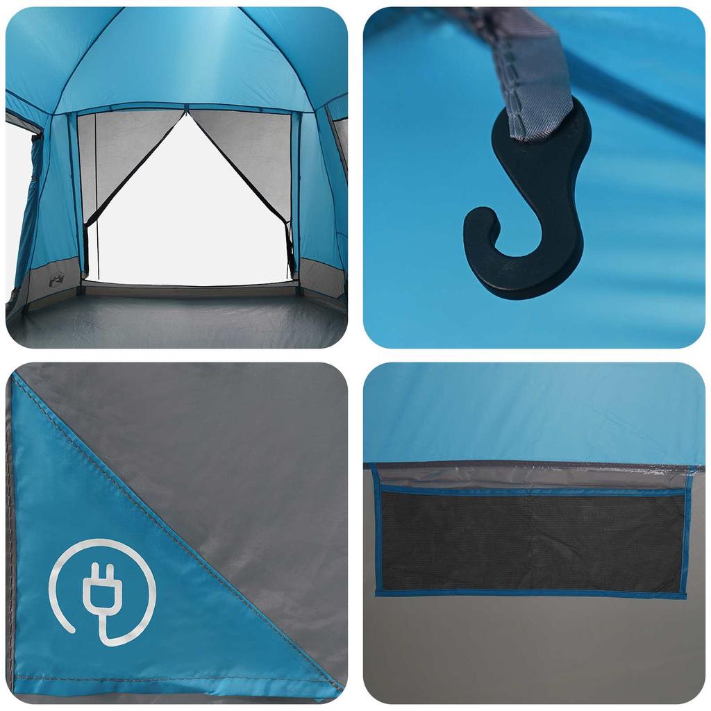 Cabin Tent with Roof Blue 8 Person Polyester and Steel