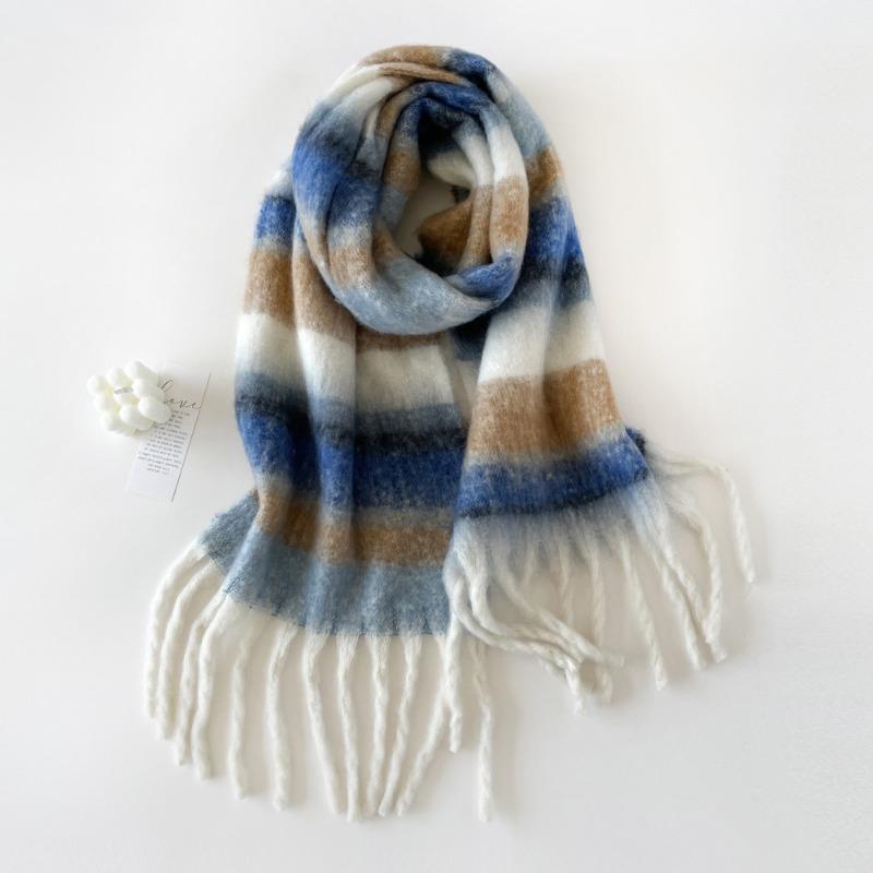 New simple solid color mohair scarf, thickened and warm in autumn and winter, versatile shawl, fluffy and large pulled scarf.