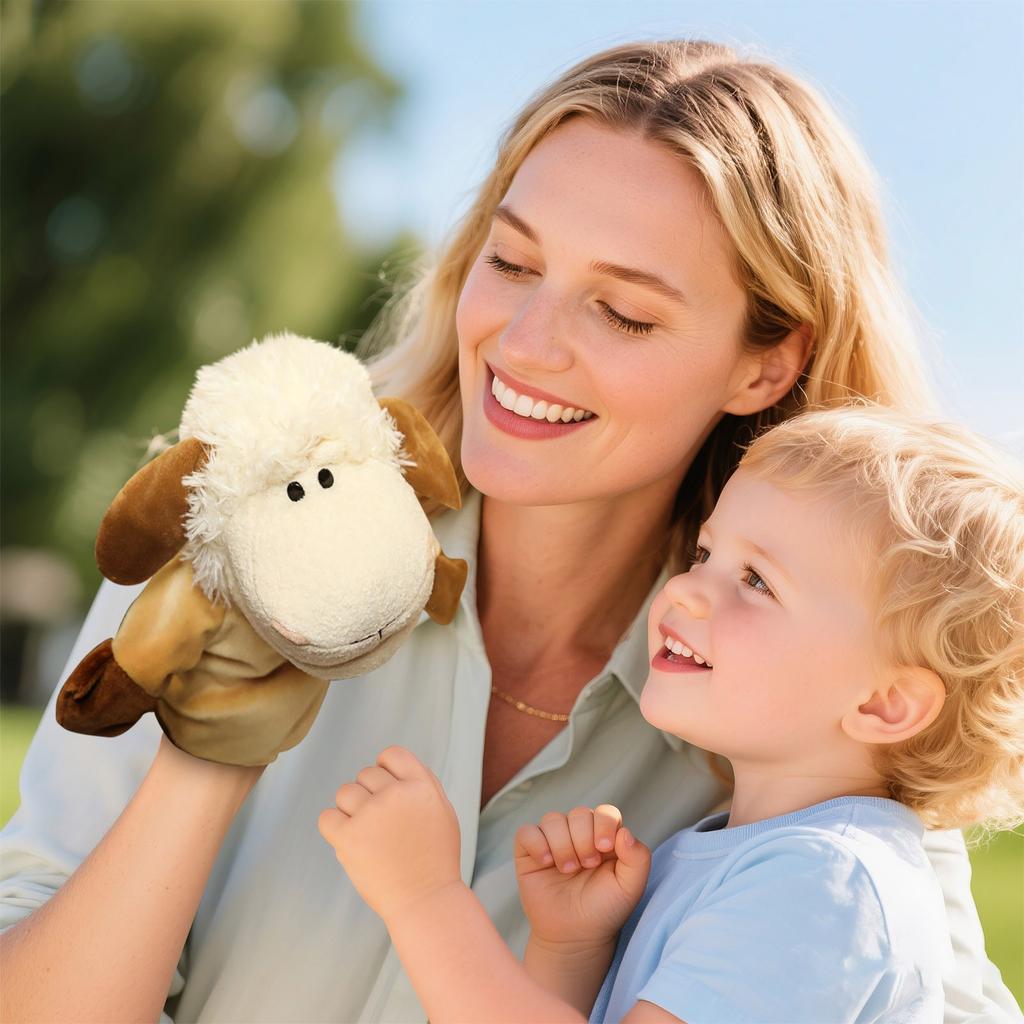 Soft Plush Sheep Hand Puppet for Kids and Adults Interactive Toy for Storytelling, Education, and Entertainment
