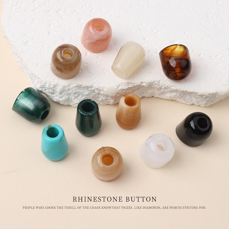 5pcs Acrylic Two-Color Hanging Bell Diy Beaded Bucket Bead Material Large Hole Round Bead Buckle Swimsuit Sweater Pants Drawstring Button