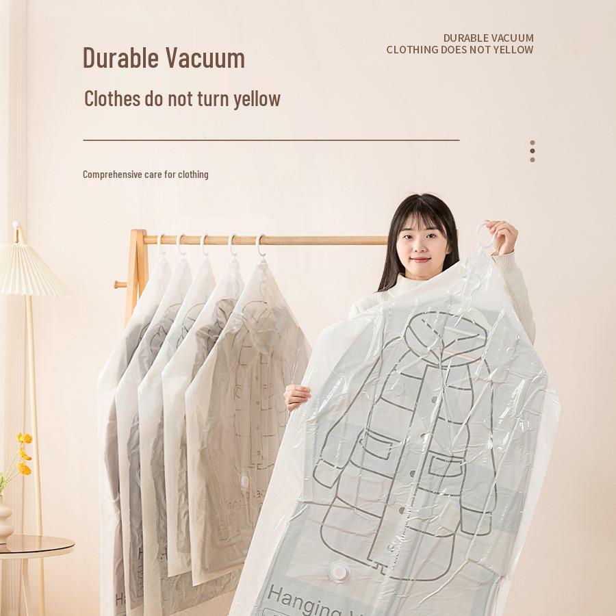 Wardrobe Hook Vacuum Compression Bag for Coats and Sweaters - Dustproof and Moistureproof Storage