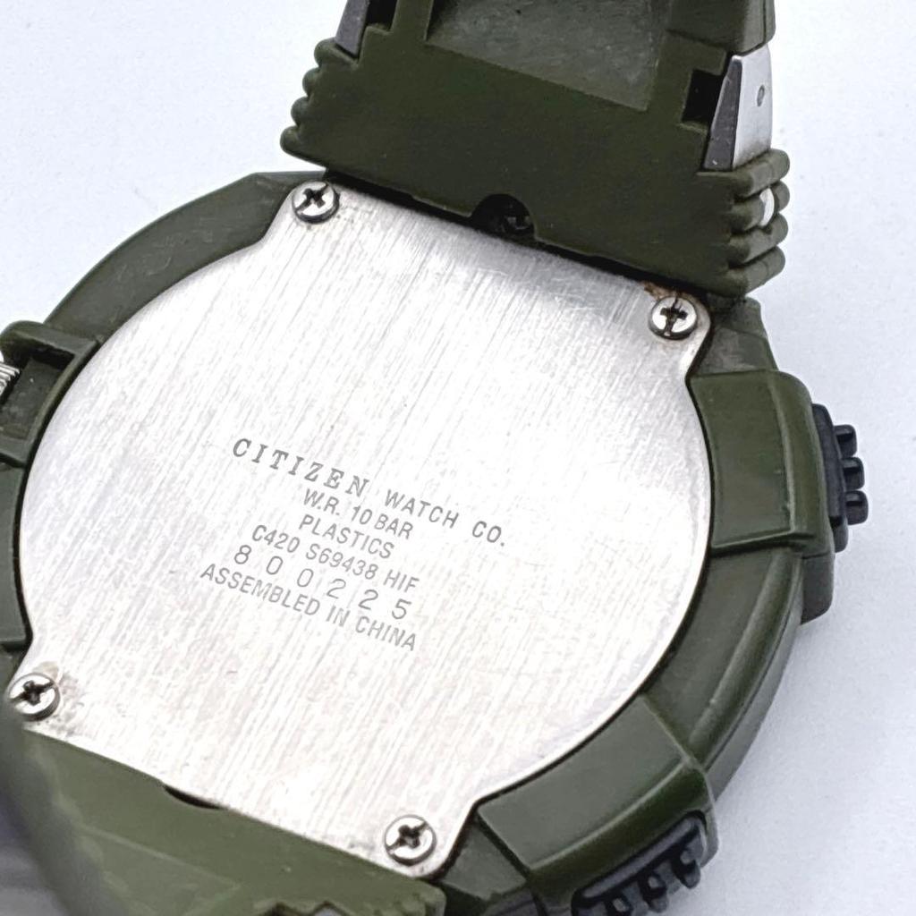 Used [New battery] CITIZEN OXY C420 Digital Analog Camouflage World Time Watch