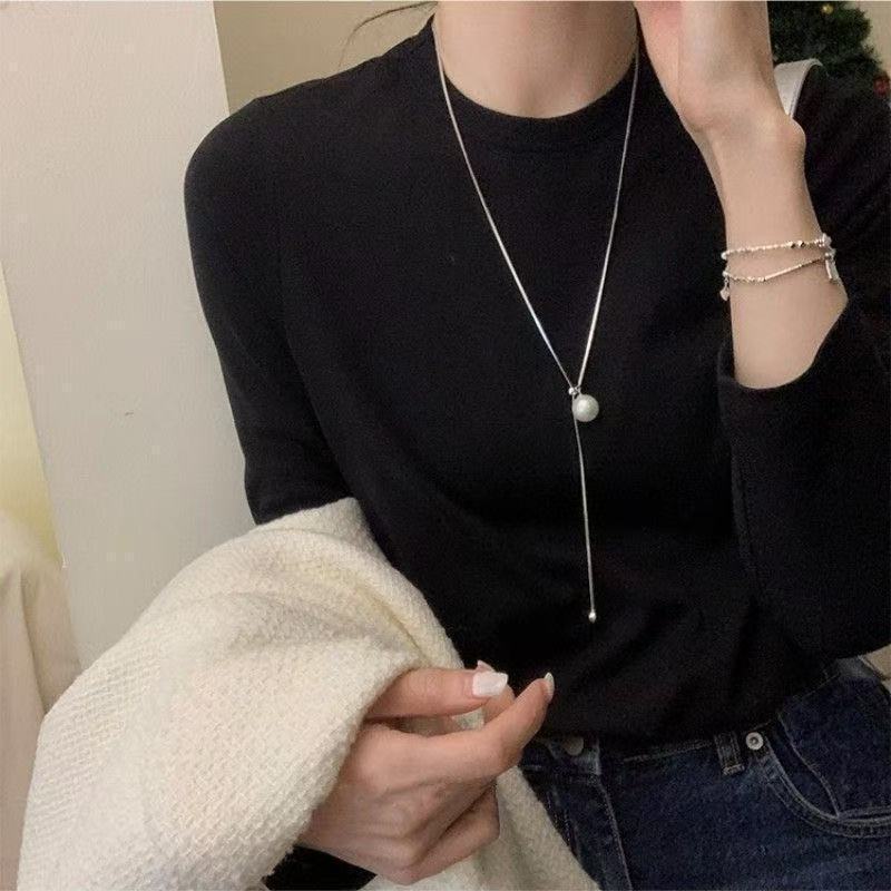 Hollow oval geometric necklace Korean simple fashion sweater chain niche versatile cold jewelry versatile