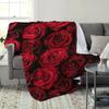 Contemporary Geometric Red Rose Print Throw Blanket – Digital Printing, All-Season Soft Polyester Knit, Romantic Love Symbol