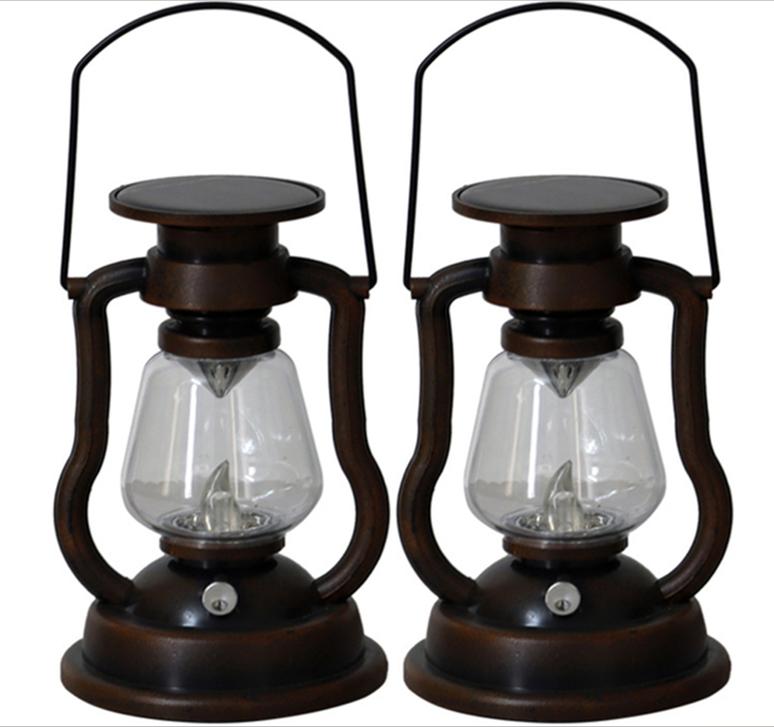 Vintage Lantern LED Decorative Solar Light Flickering Flame Hanging Lantern Decoration Retro Rustic Accent Kerosene LED Oil Lamp