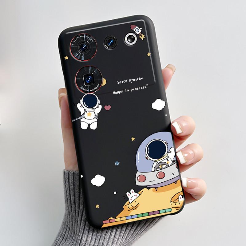 For ZTE nubia Z50 Ultra Z50Ultra Casing Aesthetic Cute Cat Cartoons Black Matte Soft Silicone Case Shockproof Back Shell Cover