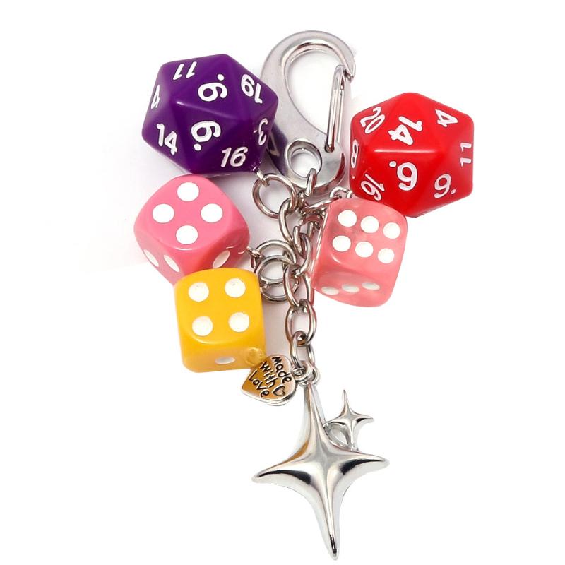 1pcs Hiphop Dice Billiards Keychain Y2K Black Dice No. 8 Starburst Pendant Bag Charms Hangings Punk Cool Ornament Accessories