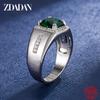 925 Sterling Silver Blue Green Crystal Adjustable Ring for Women Men Fashion Party Jewelry Gift