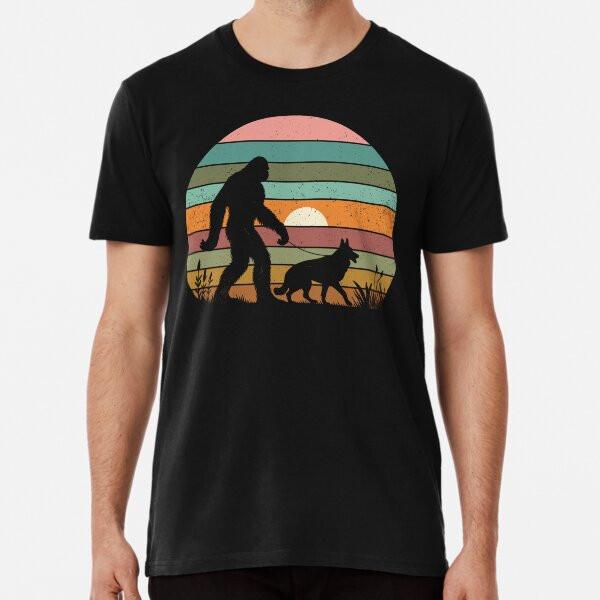 Retro Bigfoot Walking German Shepherd Dog Vi S to 5XL Made in the AU/USA T-Shirt