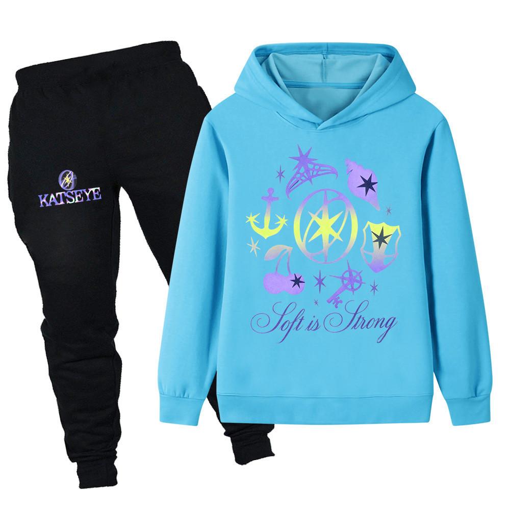 PB1314 Multi-color Kids Girls KATSEYE Print Long Sleeves Hoodie Pants Trousers Sets