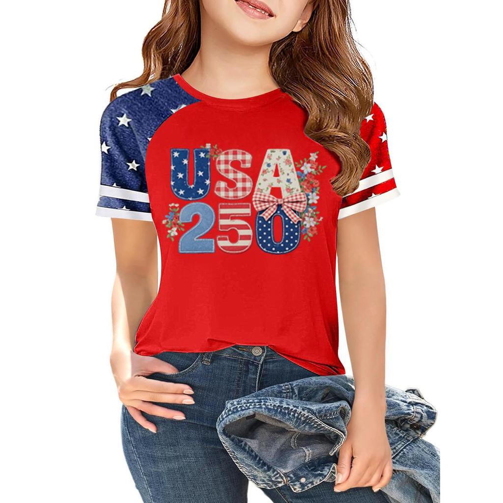 Youth Short Sleeve Casual T Shirt Crew Neck Printed Graphic Tee Lightweight Comfortable Fit Soft Fabric