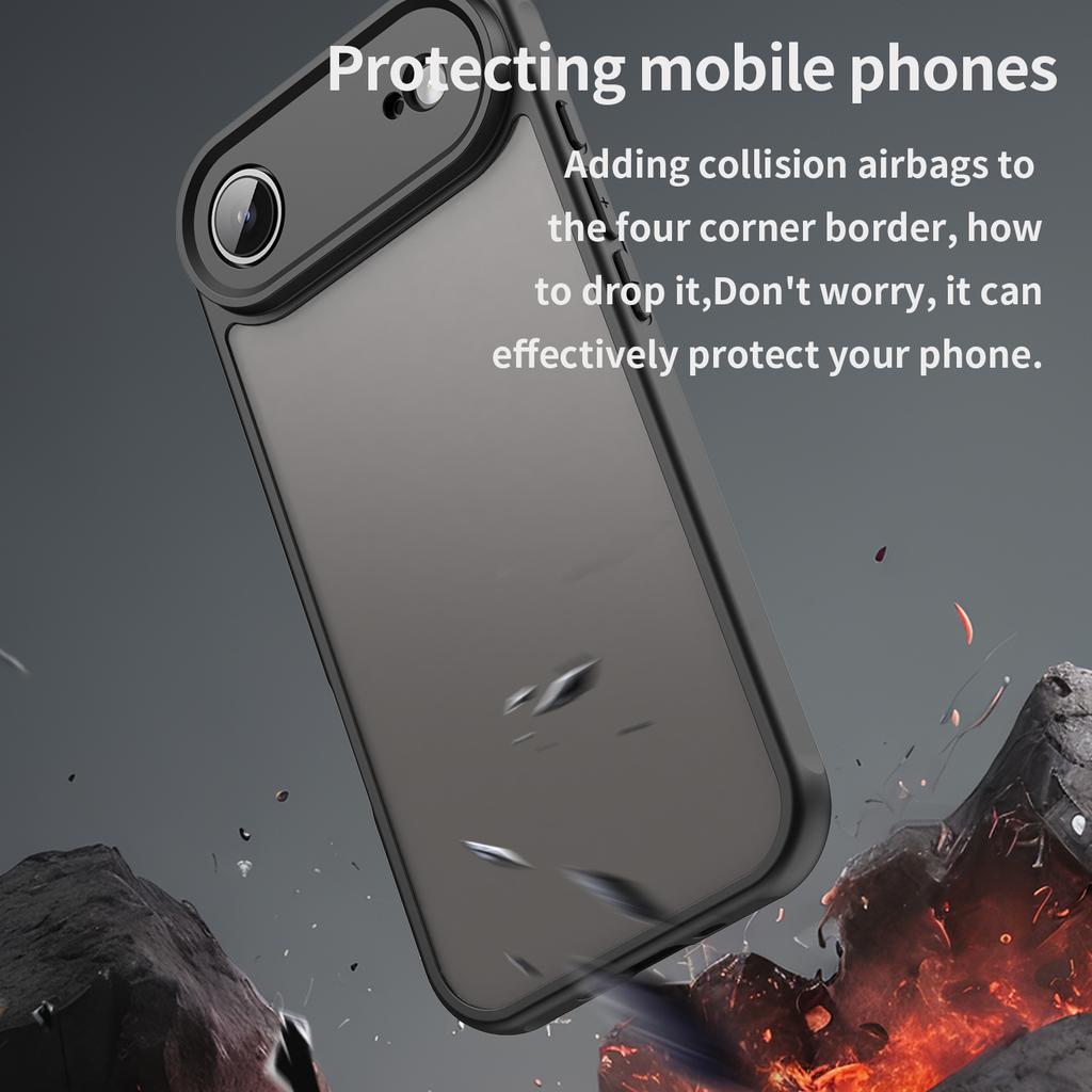 For iPhone 17 Air Case Drop Proof Airbags Frosted Translucent PC+TPU Phone Back Cover