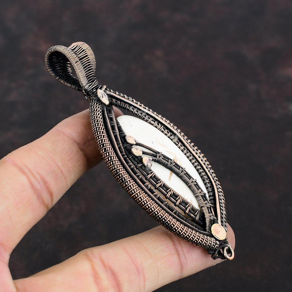 Scolecite Pendant Copper Wire Wrapped Pendant Scolecite Jewelry Handmade Pendant Gemstone Copper Jewelry Latest Design Pendant Gift For Mom