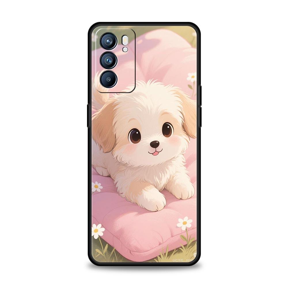 Cute Little Dog Phone Case For Oppo Reno 13 12 11 10 7 F Find X5 X6 A98 A80 A79 A78 A57 A54 A31 A17 Pro 5G Soft TPU Cover Capas