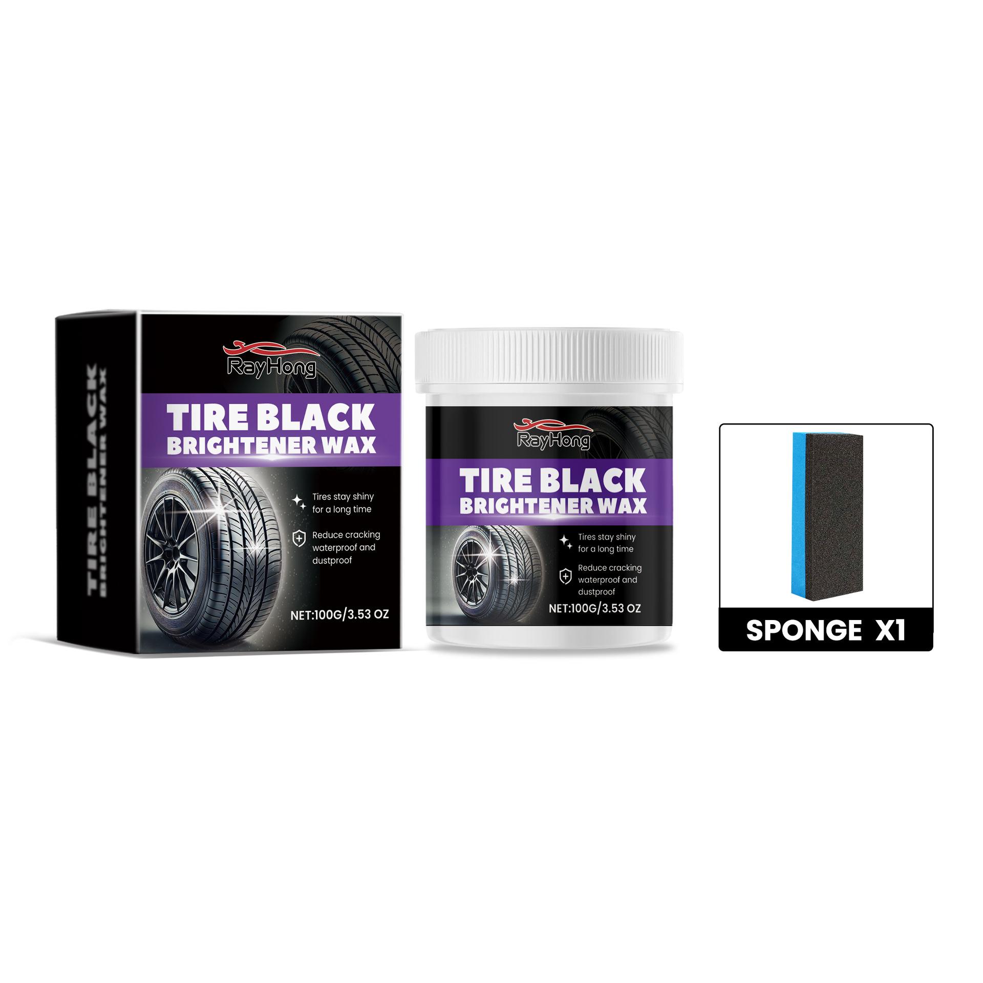 

Паста для покрытия шин автомобиля Rayhong Паста для восстановления протектора шин, придающая блеск и блеск автомобилю 100G