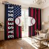 2pcs Baseball Print Perforated Blackout Curtains Multiple Sizes Living Room and Bedroom Insulation Decoration Easy Installation