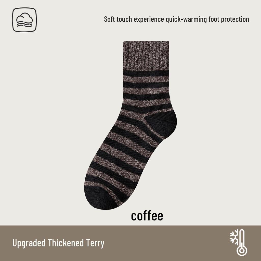 Men's Mid-Calf Thick Terry Socks - Warm, Odor-Resistant & Breathable for Autumn/Winter