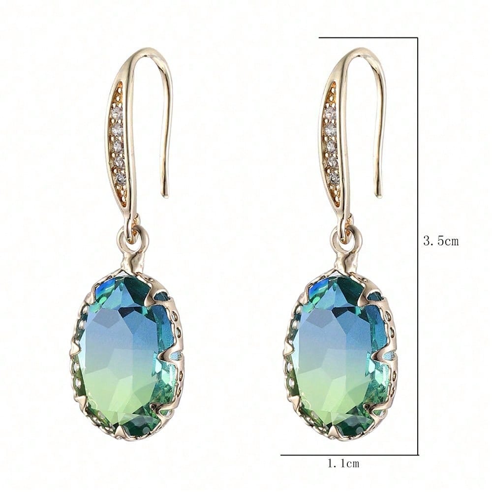 1 Pair Cubic Zirconia Drop Earrings Copper Jewelry