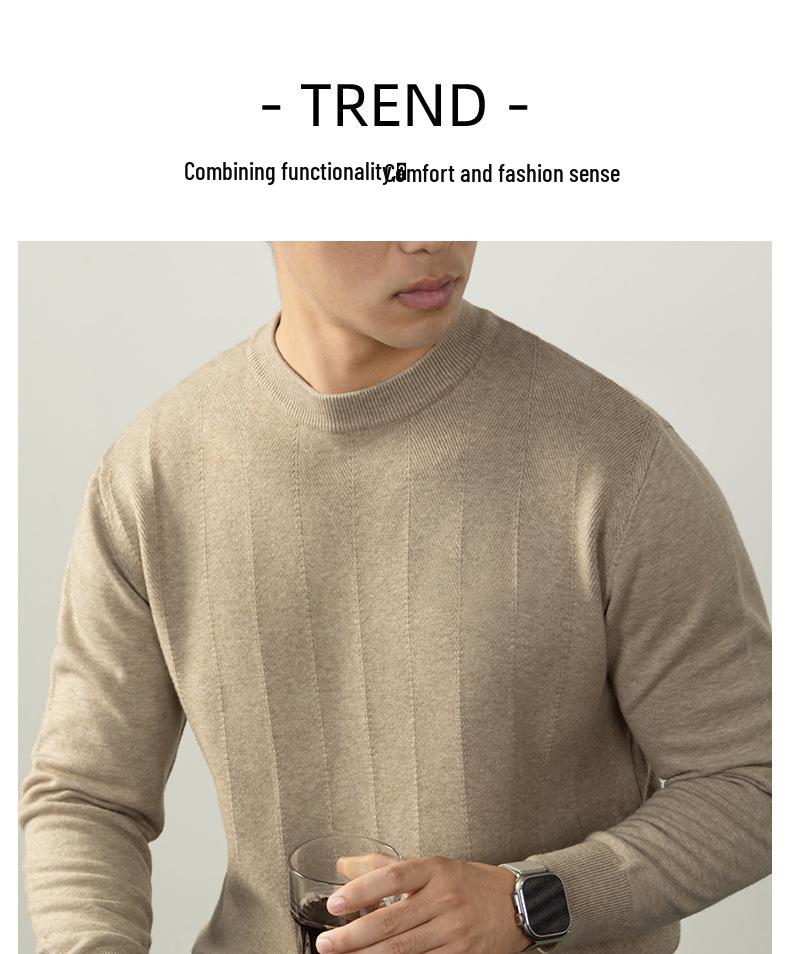 Elegant Lyocell Men's Sweater: Skin-Friendly, Twill Jacquard, Long-Sleeved Base Layer for Autumn/Winter
