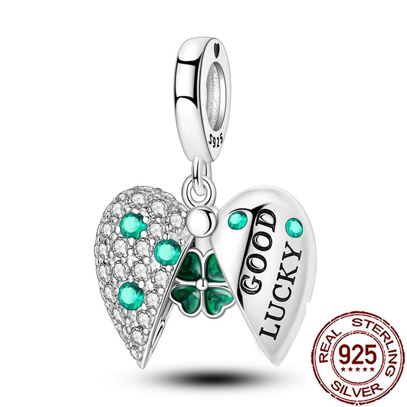 Charms Copper Lucky Horseshoe Clover Dreamcatcher Feather Dangle Beads Fit Bracelet Necklace Women Diy Jewelry