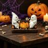 Night Atmosphere Light Base Cute Ghost And Bonfire Figurine, Resin Campfire Ornament for Halloween Tabletop Gift Friends Decor, Cartoon Double Statue