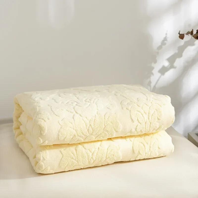 

Jacquard Cotton Towel Thread Blanket for Adults Kids Soft Breathable Bedspread Bedclothes Summer Throw Blankets on Sofa/Bed 150cmx200cm бежевий