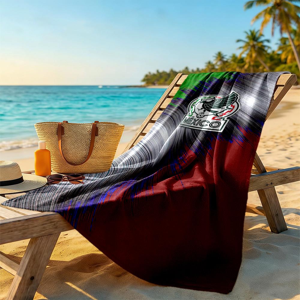 Asciugamano da Spiaggia con Logo Messicano Asciugatura Rapida Morbido Microfibra Confortevole Leggero Perfetto per Viaggiare Yoga Campeggio e Nuoto