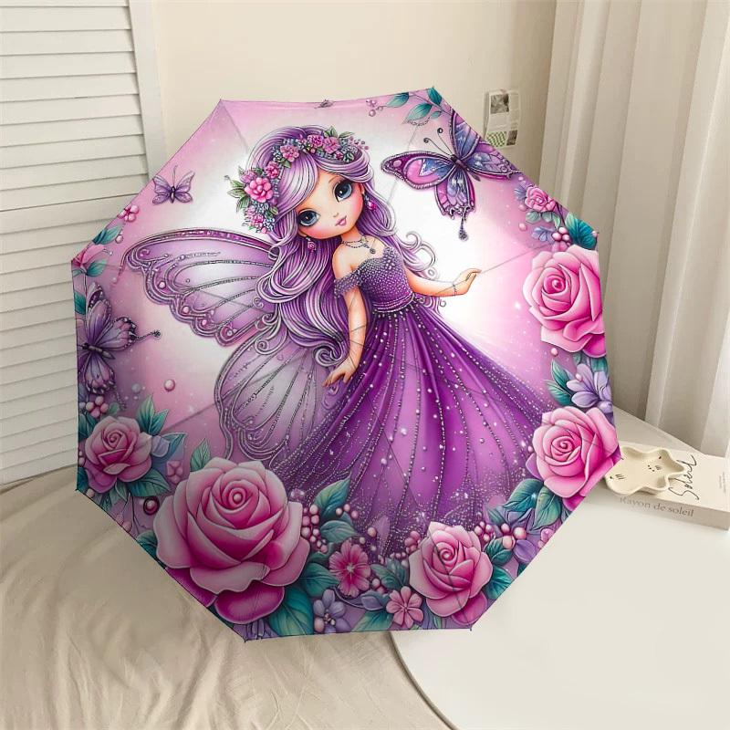 

1PC Fairy Butterfly Umbrella-8-Rib Reinforced, Automatic Open, Lightweight & Durable, Cute Fashion Accessory for Outdoor-Y0346