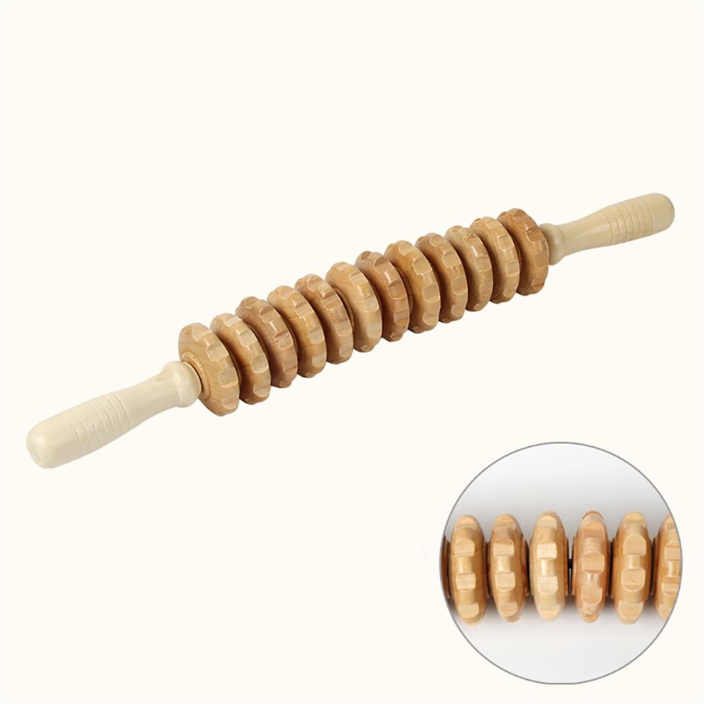 12 Roller Massage Tool Wood Therapy Body Massage Anti Cellulite Roller Stick