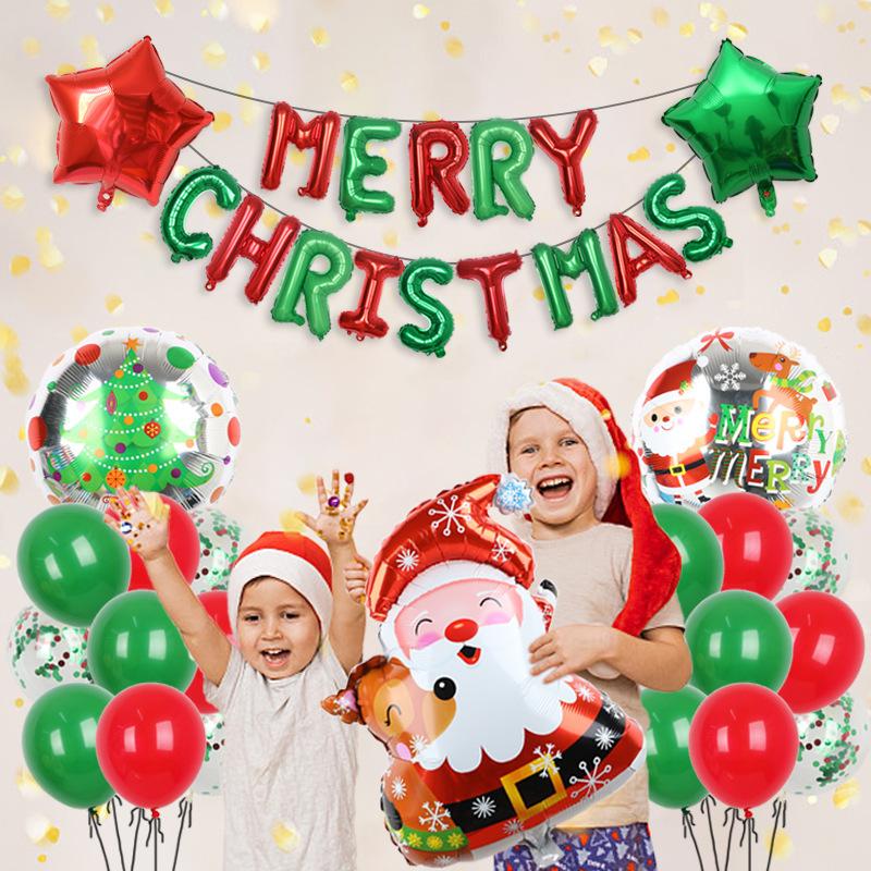 Christmas Decoration Balloon Set Smiling Snowman Elk New Year Arrangement Christmas Tree Party Decoration