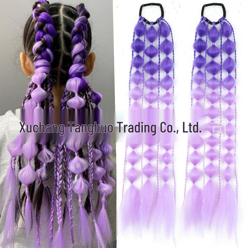 Lantern Braid Long Bubble Ponytail Wig - Fashionable Women's Street Style
